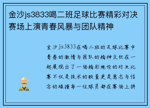 金沙js3833喝二班足球比赛精彩对决赛场上演青春风暴与团队精神
