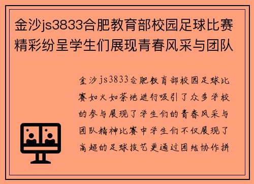 金沙js3833合肥教育部校园足球比赛精彩纷呈学生们展现青春风采与团队精神
